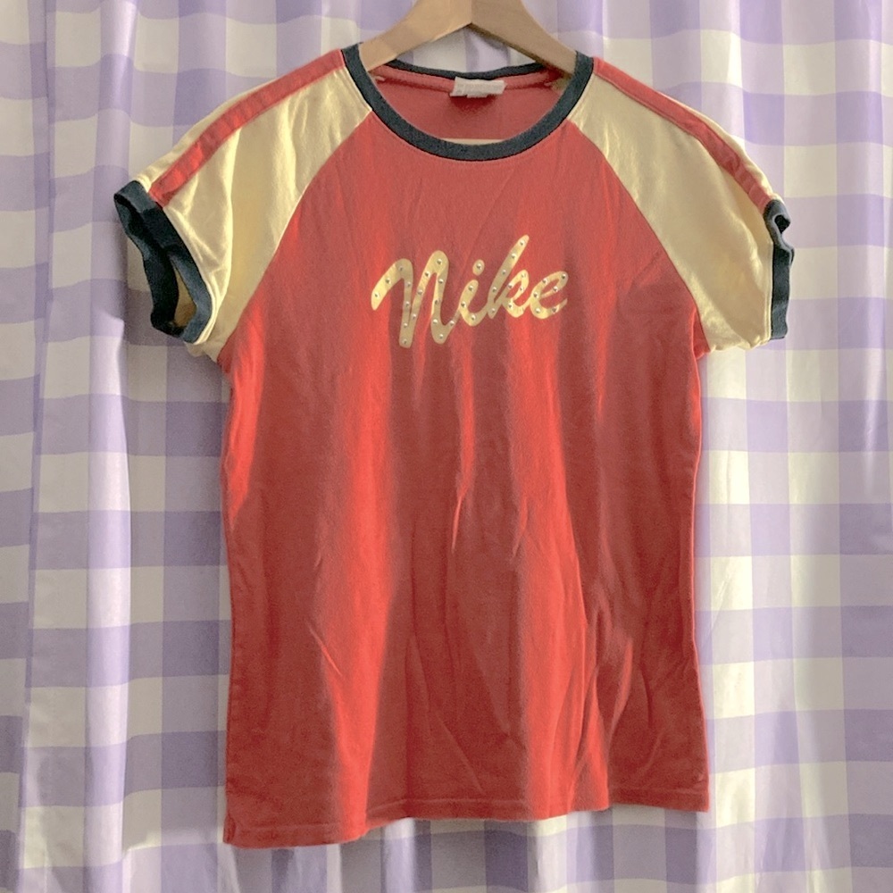 Vintage Nike Pink and Yellow T-Shirt
